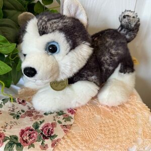 Plush Husky Dog Toy - Black and White